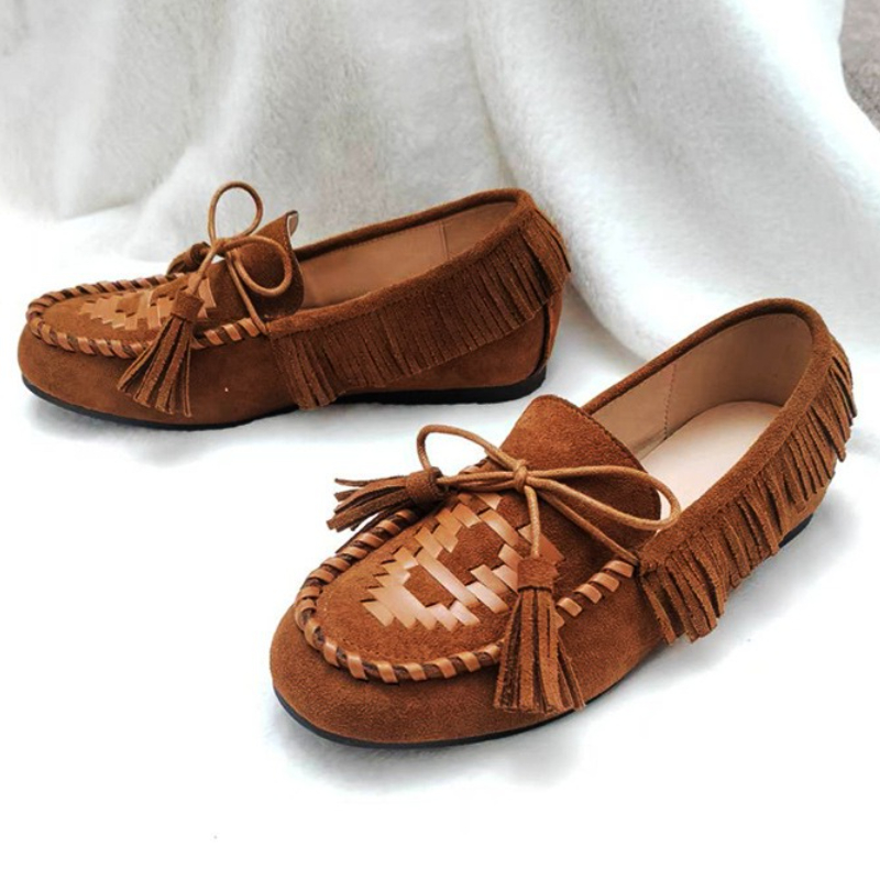 Outdoor Lighting Round - Sepatu Loafer Desain Rumbai Retro untuk
