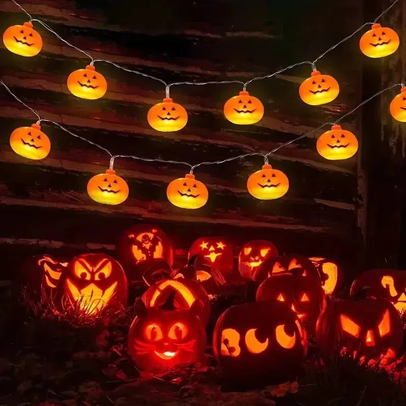 Outdoor Lighting For Garden - Lampu Hias Labu Halloween 20LED Baterai