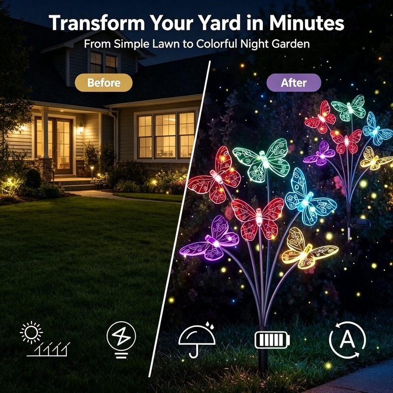 Lampu Kupu-Kupu Tenaga Surya,  - Outdoor Lighting For Garden ulasan dan harga