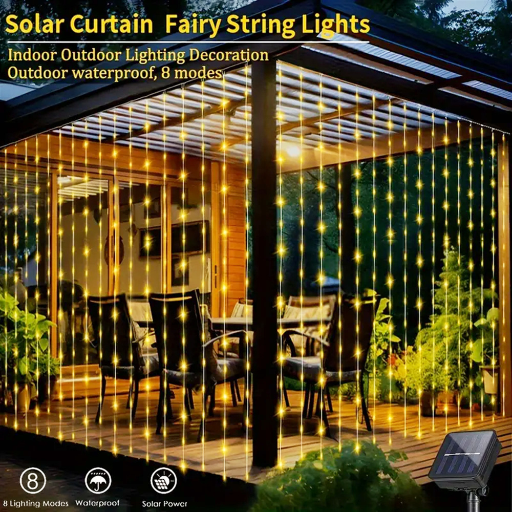 Lampu tirai LED tenaga surya,  - Outdoor Lighting Ideas For Party ulasan dan harga